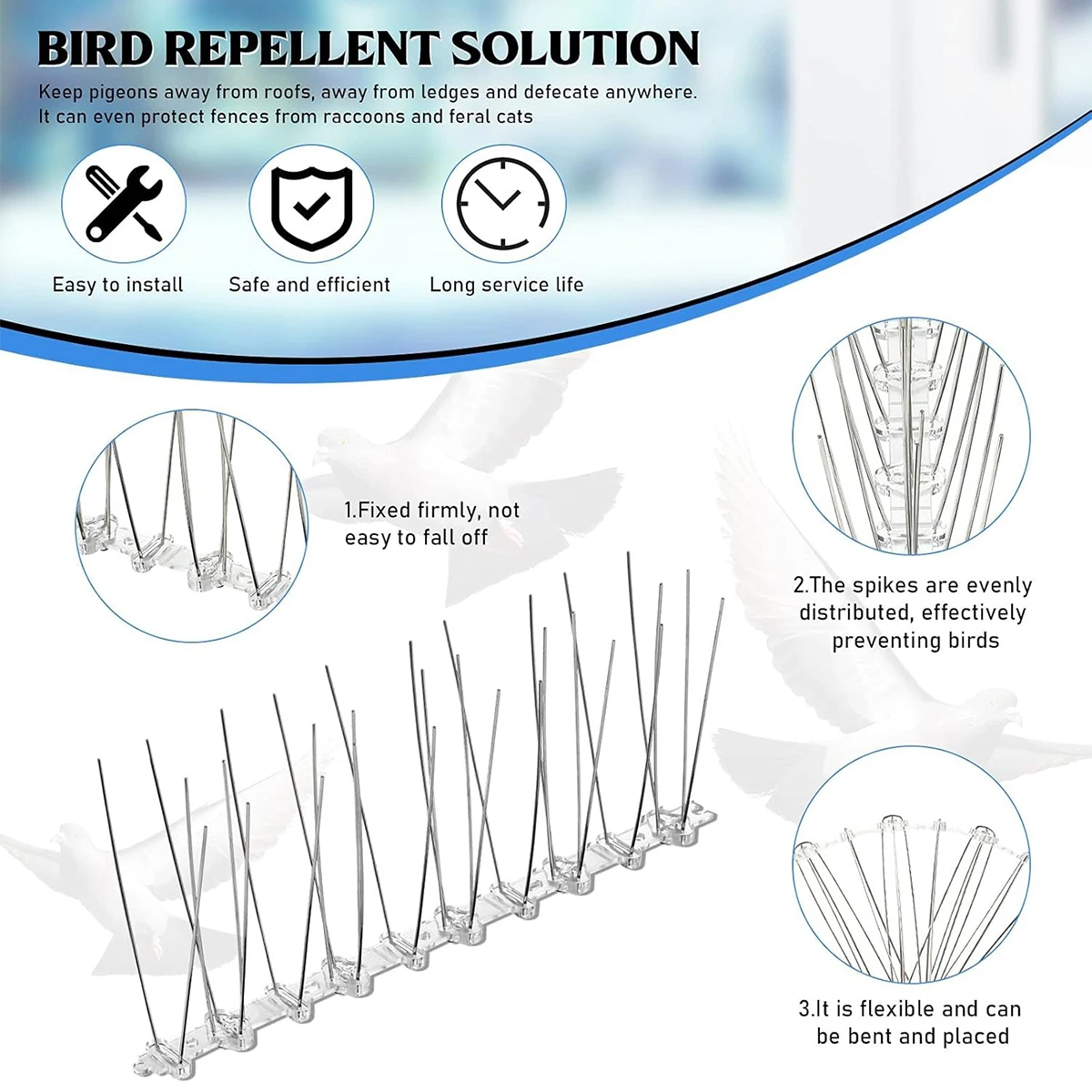 Bird Spikes Repellent Rats Mouse Scare Pigeons Birds Repeller Crow Outdoor Outside Anti For Garden Scarecaper Against Hooligans