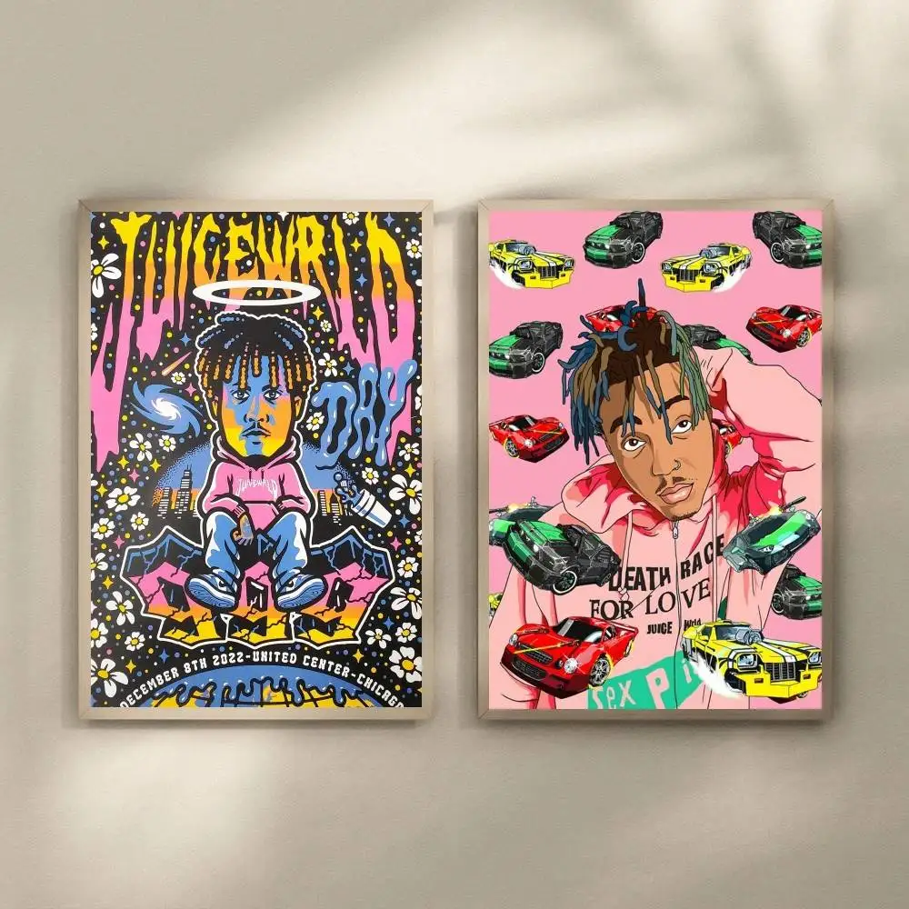 ملصق Singer Juice Wrld ملصق فني ذاتي اللصق مقاوم للماء لتزيين جدران غرفة المقهى والبار