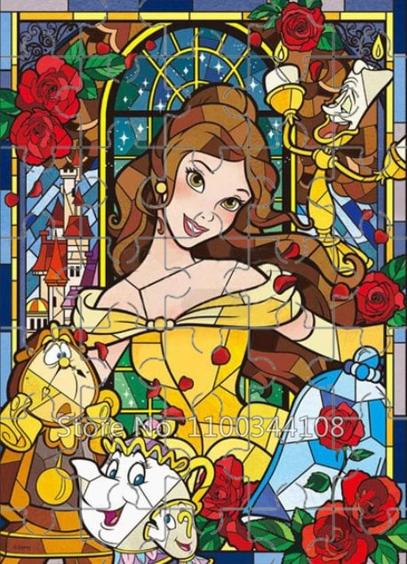 35 Pieces Disney Cartoon Princess Jigsaw Puzzles Elsa Snow White Cinderella Jasmine Wooden Puzzle Craft Hobbies Handmade Toys