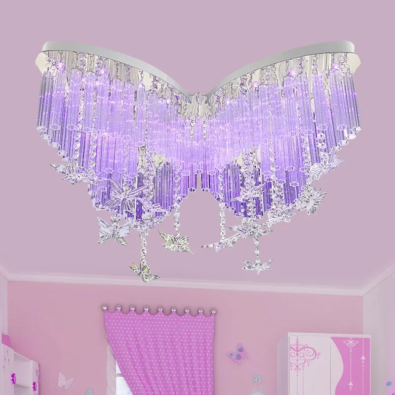 children's lamp Butterfly LED Crystal Ceiling Lights bedroom  girl ceiling  color ceiling-mounted luminaire