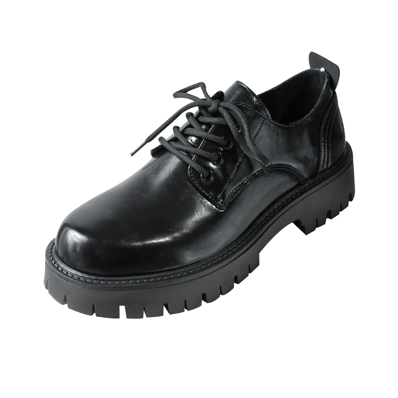 

Men's Korea Style Patent Leather Platform Derby Shoes Thick Sole Lace-Up Oxford Shoes Men's Square Toe Formal Casual Dress Shoes