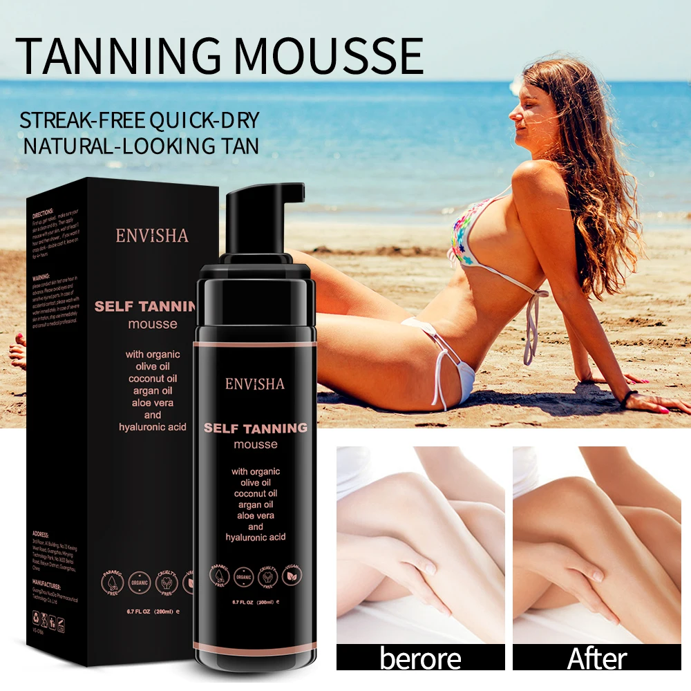 ENVISHA Body Skin Care Self Tanning Mousse Spray Fast Face Tan Cream Moisturizing Makeup Foundation Bronzer Nourishing Lotion