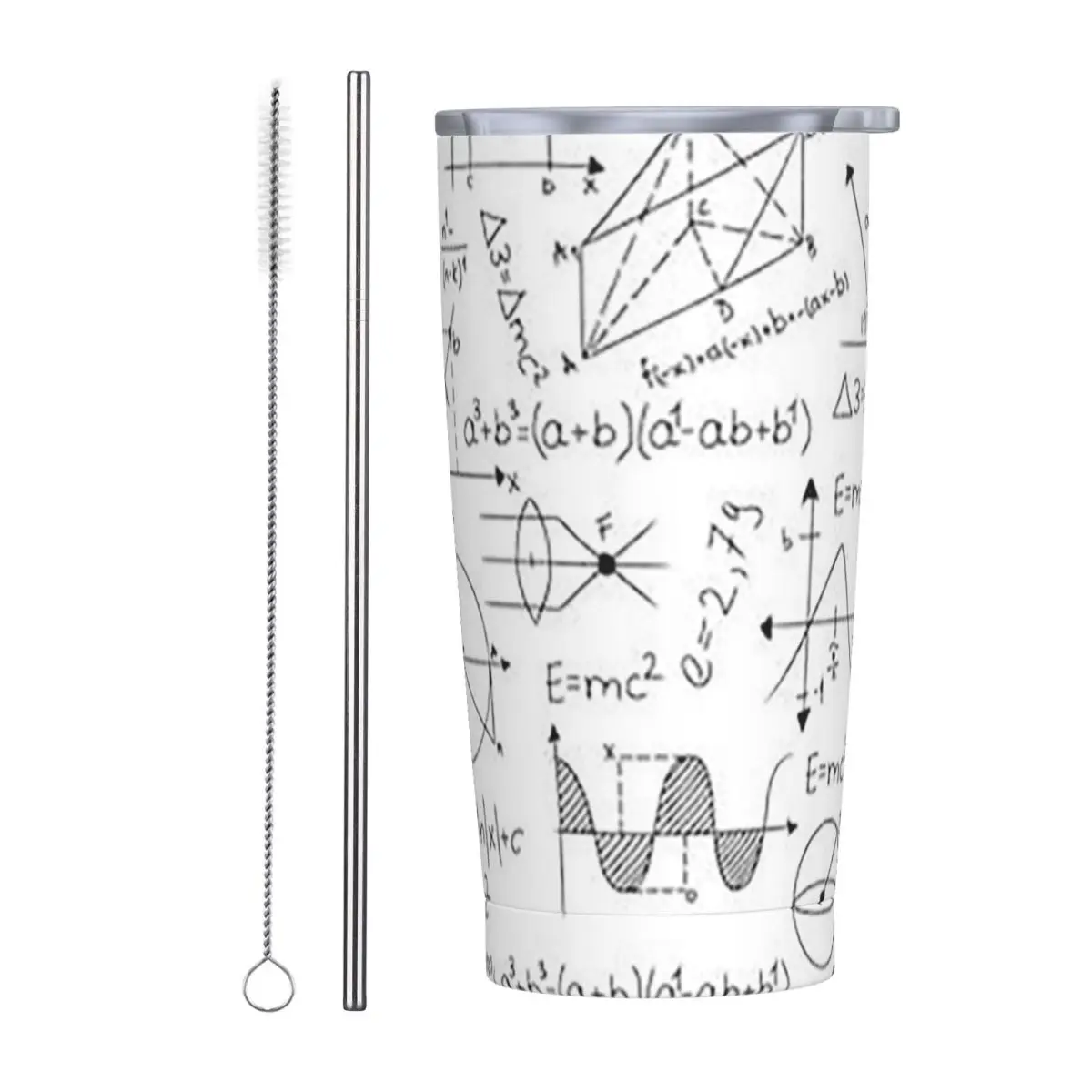 Mathematics Formulas Math Numbers Stainless Steel Tumbler Vacuum Insulated Mug Thermal Cold Cups Straws With Lid 20oz