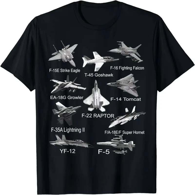 2026 New American Fighters Jets F22 Raptor F14 Tomcat Plane T-Shirt Unisex Cotton T Shirt Oversized Tees Tops