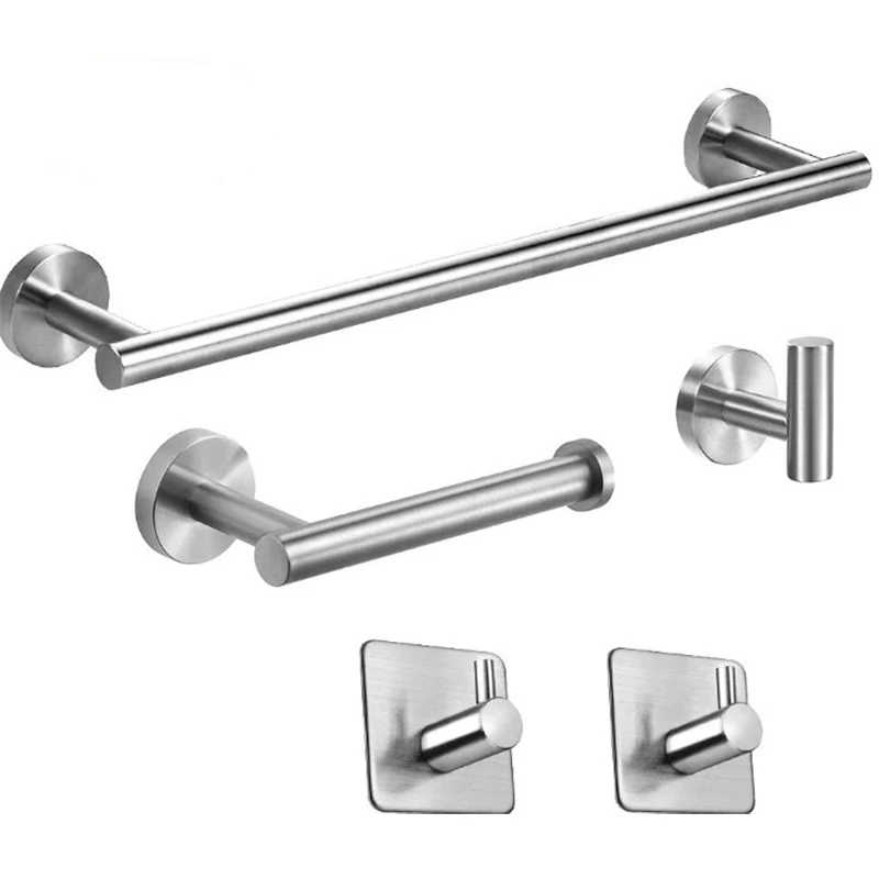 

Bathroom Accessories Hardware Set Kit Towel Bar Wall Mount Matt Black Toilet Paper Holder Hand Robe Hook Hanger Stainless Steel