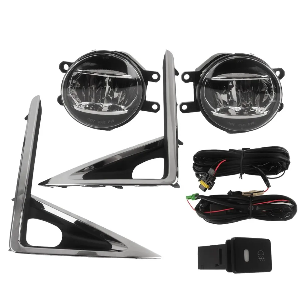 July King Car LED Fog Lamp Assembly Kit For Toyota Voxy 80# 2018 2019 2020, 12W 6000K LED Fog Lamp + Frame + Harness + Switch