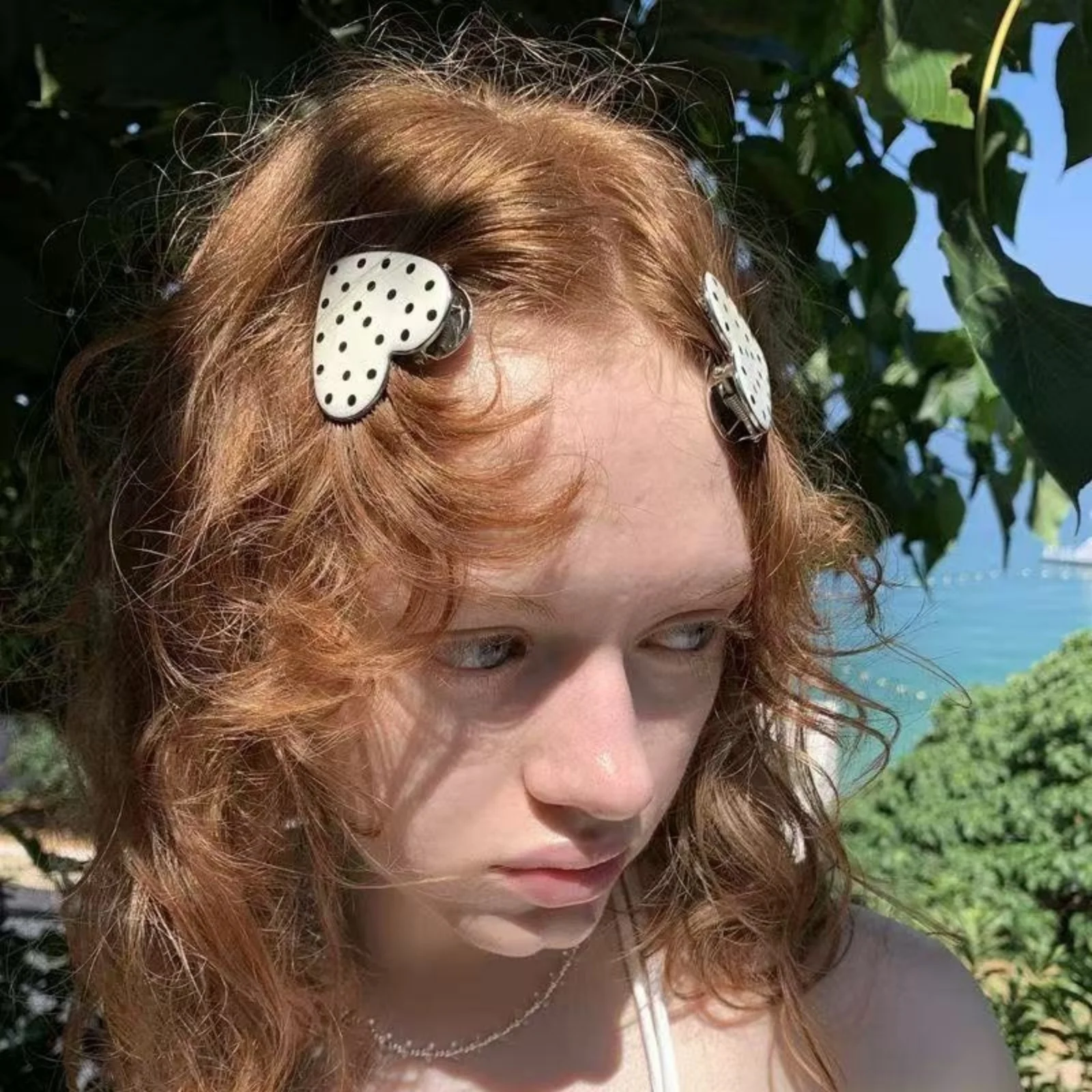 Süße Haarspangen mit Polka Dots und Herzen, süße Mini-Haarspangen, rutschfeste Haar-Accessoires für Frauen und Mädchen, für den täglichen, lässigen Sommer-Styling.
