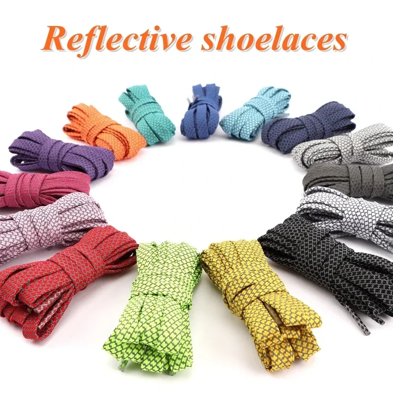 

1Pair Reflective Flat Shoelaces Fluorescent Sneaker Shoestrings Sports Shoelace Running Shoes lace Adult children Shoelaces