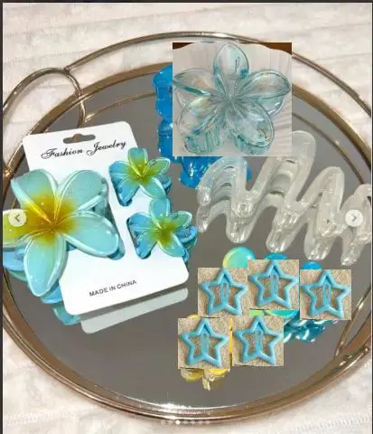 10pcs/set Sweet Gradient Flower Wave Star Hair Clips Claw Clamp Hairpin Women Beach Barrette Hairpin Summer Hair accessories image 4