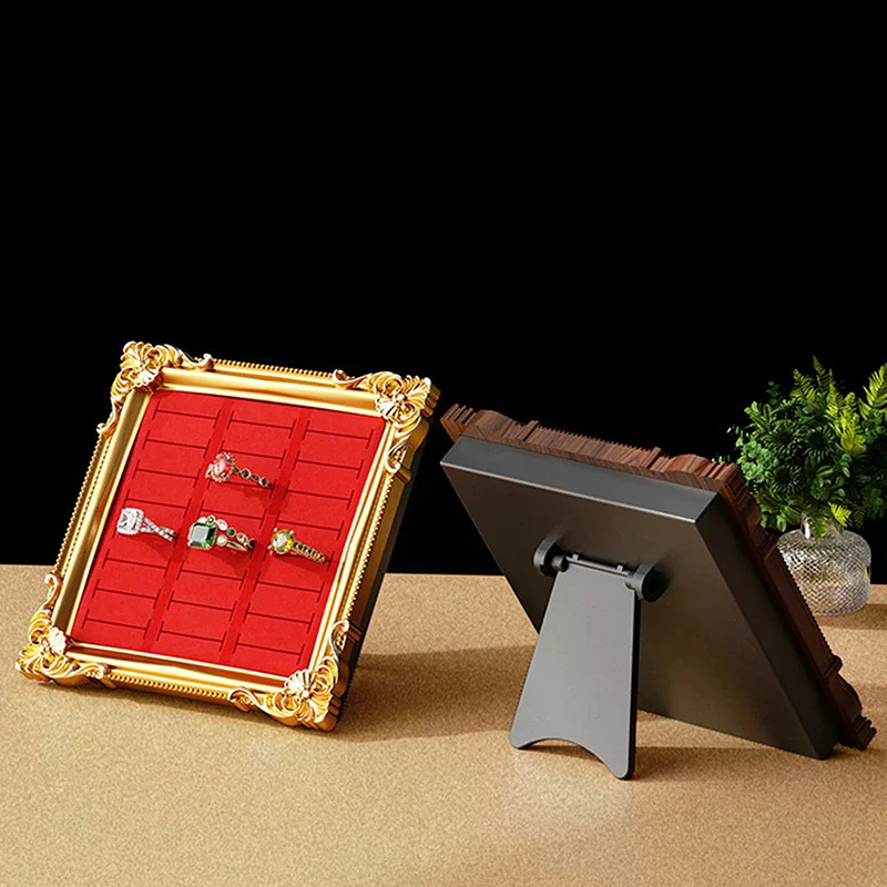 رف عرض المجوهرات العتيق، إطار صور على الطراز الأوروبي، صينية تخزين الخاتم والمجوهرات، زخارف عرض طاولة الزينة