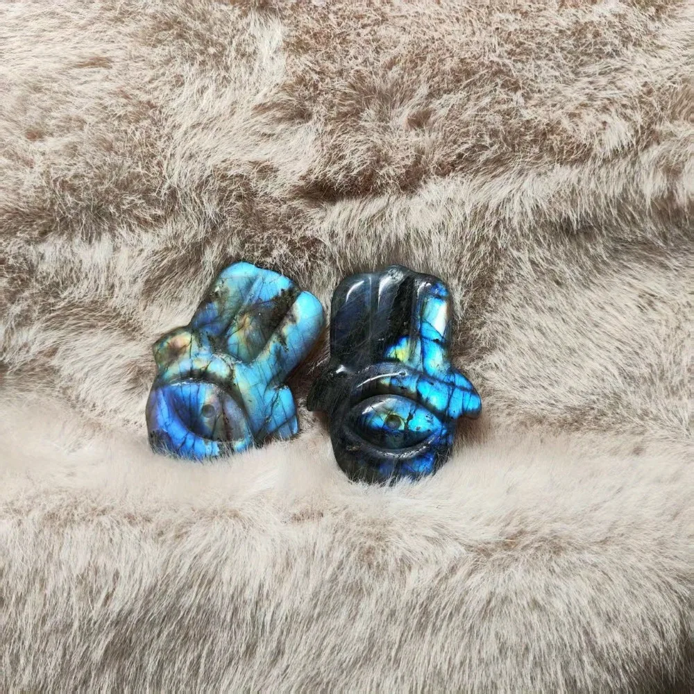 1pc Gothic Labradorite Demon Eye Sculpture Dark Fantasy Altar Decor with Iridescent Magic