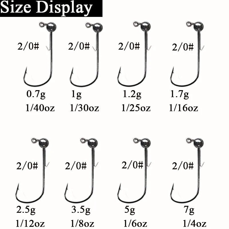 10pcs/lot 0.7g-7g Crank Jig Head Fishing Hook Jig Bait Fishhook Soft Worm Jig Hook For Bass Fishing