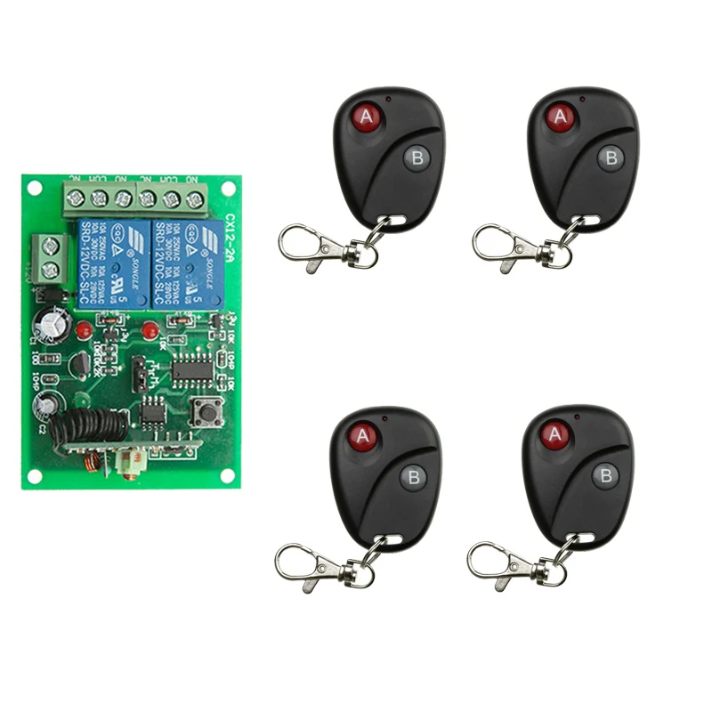 

DC 12V 24V 2 CH 2CH RF Беспроводная система дистанционного управления, черный передатчик + приемник, 433 МГц, Jog