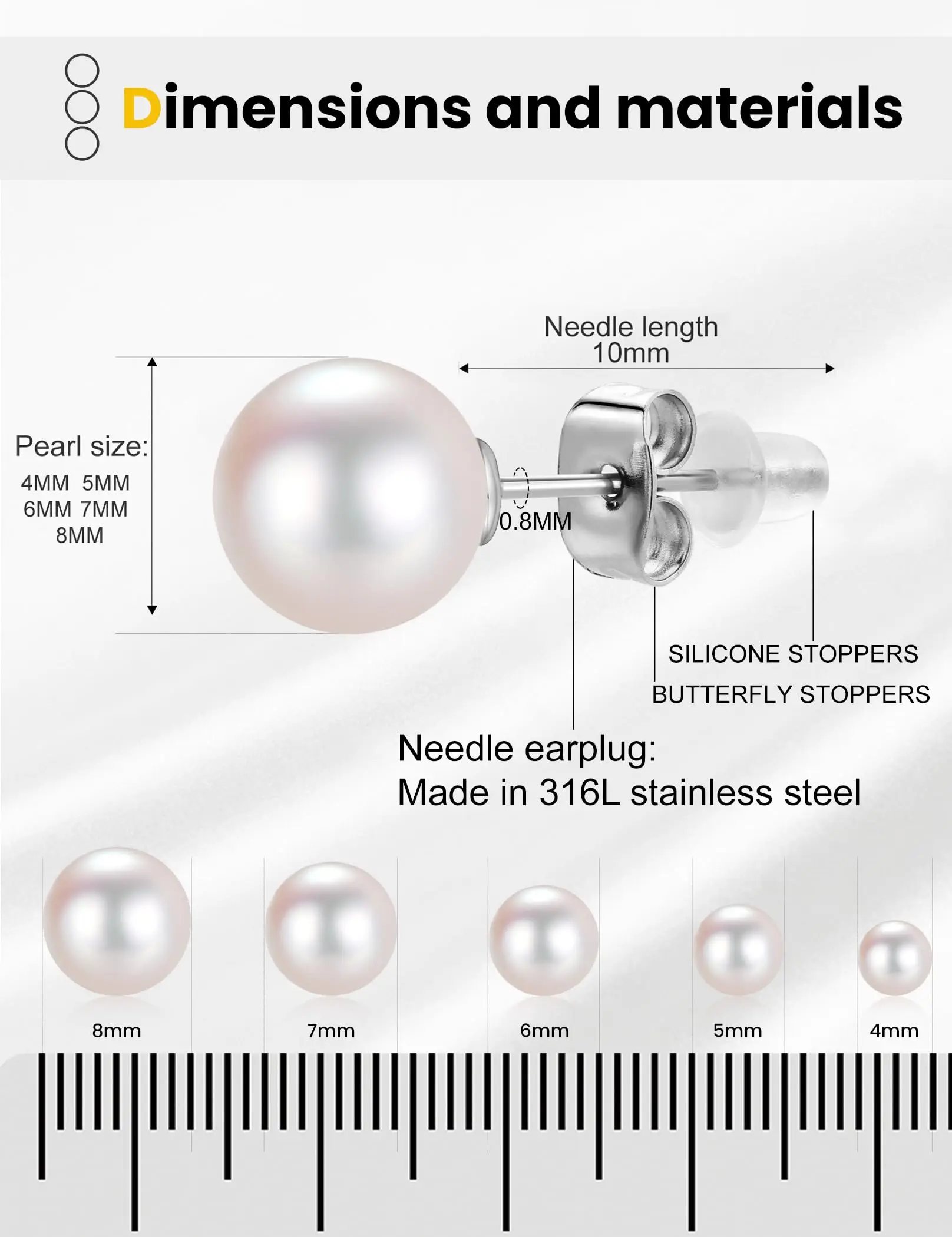5 أزواج [وزن الفولاذ المقاوم للصدأ 13 جرام] أقراط من الفولاذ المقاوم للصدأ 316L للنساء والرجال، مجموعة أقراط صغيرة الحجم مع متعددة