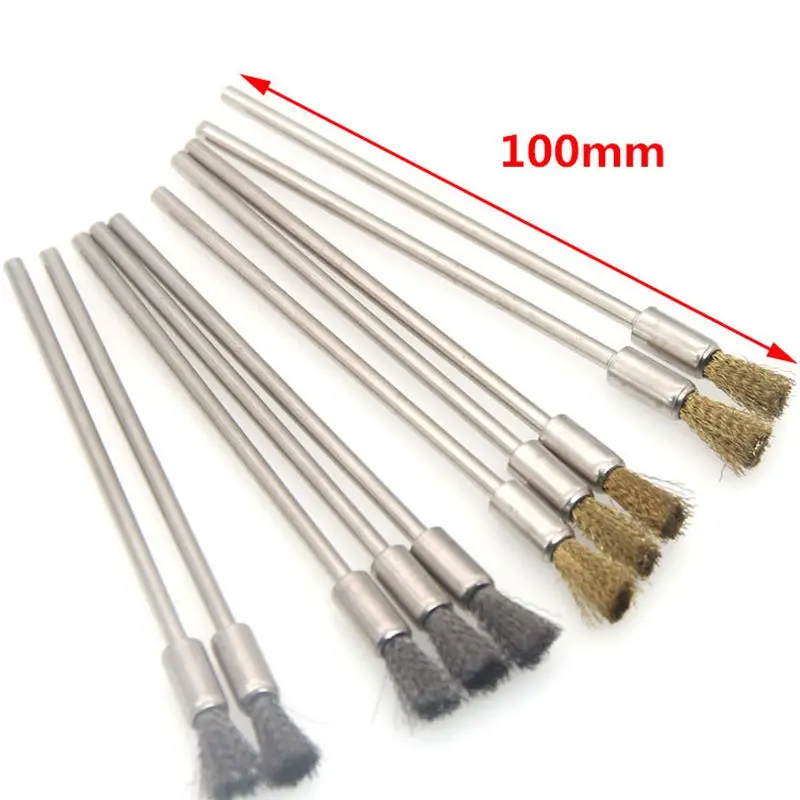 Pen Wire Brush 100mm With 3.0 Round Long Shank,Steel Cleaning End Brushes Rotary Tool Pen Wire Brush Rust Paint Removal ワイヤーブラシ