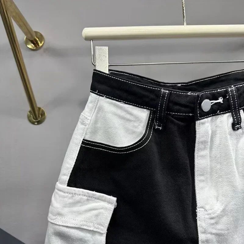 Female Casual Fashion Buttons Denim Short Skirt 2025 Summer New Trend Sexy Pocket Patchwork A-line Skirt Women Clothes Skirts