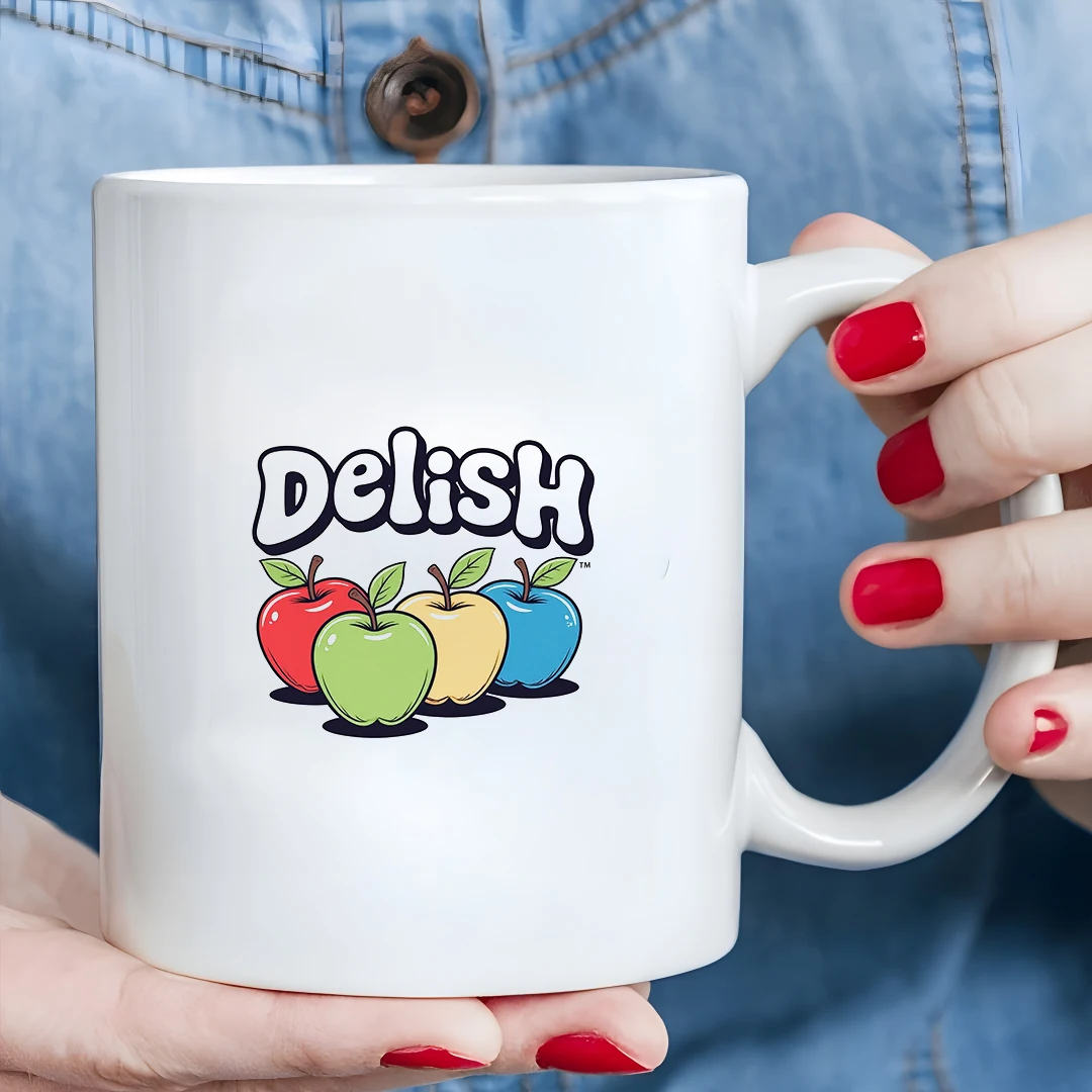 

11oz cartoon Delish Apple Mug Kids Cold & Hot Drink Cup Christmas Family Office Cup