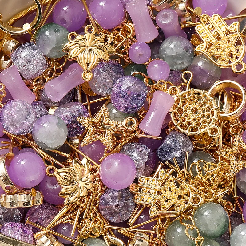 

30g/lot Mixed Glass Beads Kit Mini Crystal Spacer Beads Metal Charms for Making Bracelet Necklace Earring Jewelry DIY Crafts
