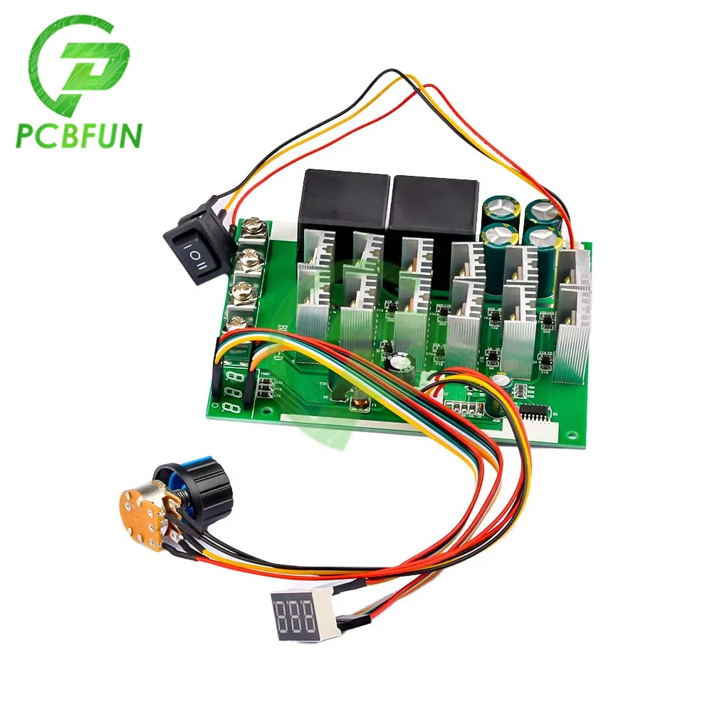 DC 10-55V 60A DC Brush Motor PWM Speed Controller Module Bidirectional Reverse Switch Digital Display Indication