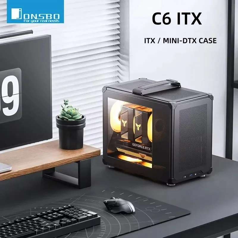 JONSBO C6 ITX Black Mini Chassis Four Side MESH Board 3 Fan Position ATX Power Supply 170mm Radiator Computer Chassis White