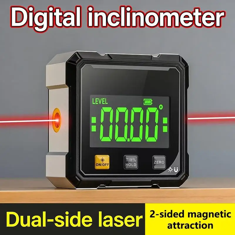 Accurate Measurement Level Four Sided Magnetic Suction Double-sided Laser Tilt Angle Box Small Electronic Angle Ruler For Slope.