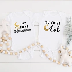 My First Ramadan/Eid Print Baby Romper Newborn Islamic Muslim Holiday Outfit Eid Ramadan Short Sleeve Bodysuit Baby Shower Gift