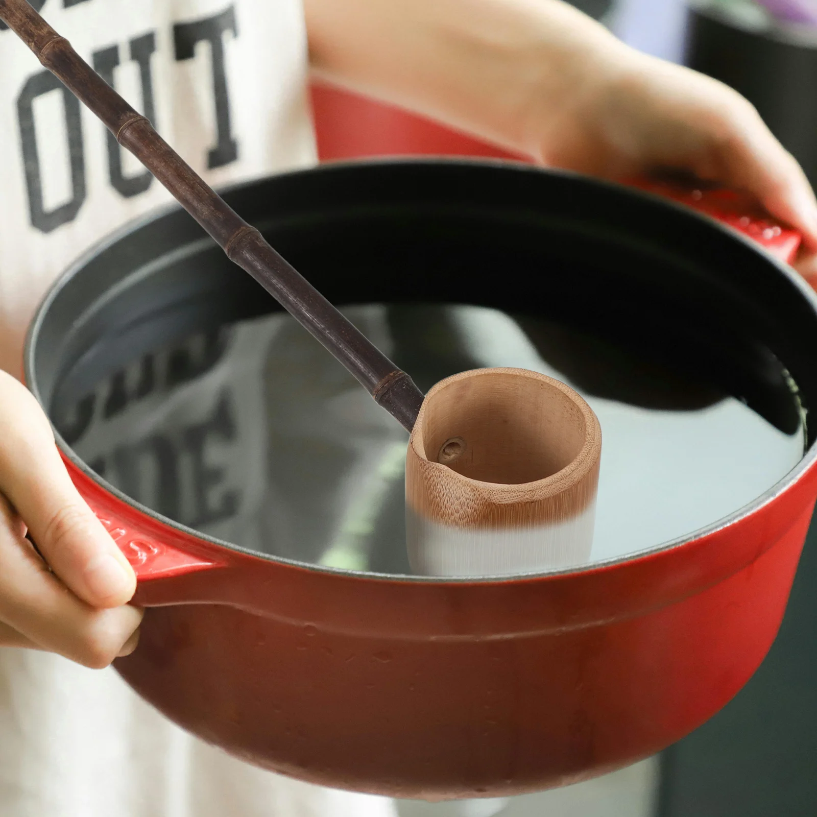 

Durable Bamboo Water Scoop Long Handle Kitchen Bath Tea Ceremony Ladle Outdoor Camping Cooking Sauna Japanese Chinese Kitchen