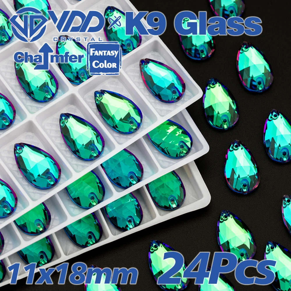 VDD S277 Luxuriöse grüne Top-Qualität AAAAA K9 Glas-Strasssteine zum Aufnähen, Kristalle, flache Rückseite, Strasssteine für Kleidungsdekorationen – Detail 6