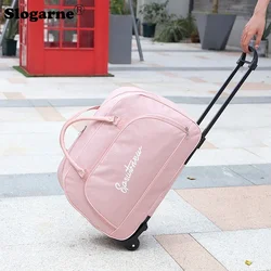 Women Large Capacity Travel Duffels Wheels Roll Luggage Bag Men Traval Trolley Bags Unisex Wheels Suitcase Handbag Travel Tote