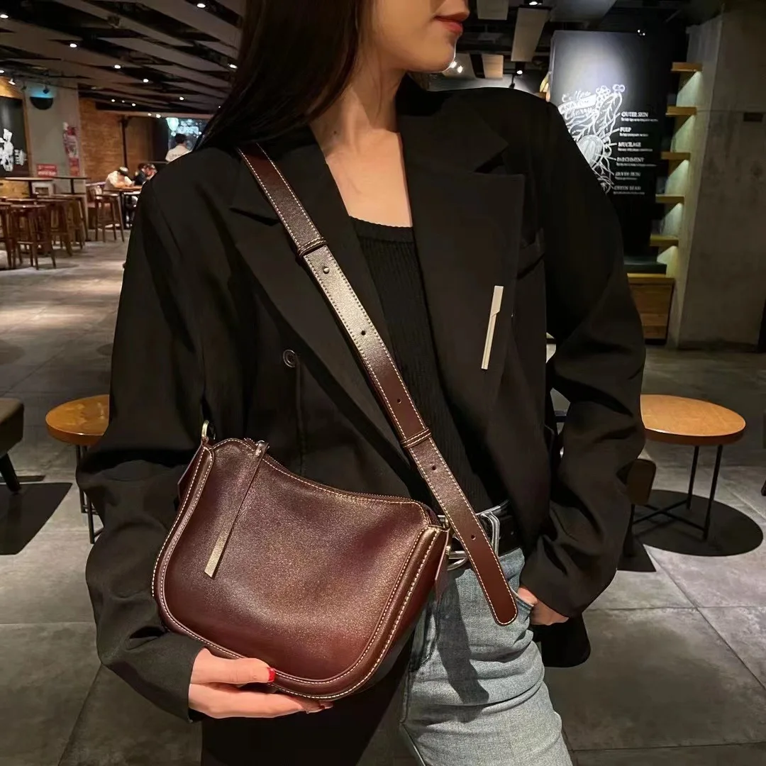 Vintage Genuine Leather Women Crossbody Bag Small Shoulder Handbag Female Messenger Bags
