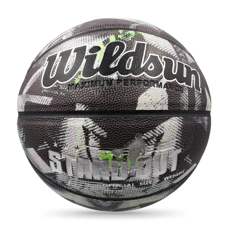 

PU leather Black Pattern Basketball, Size 7, Outdoor Wear resistant and Anti slip, Adult and Youth Training Basketball