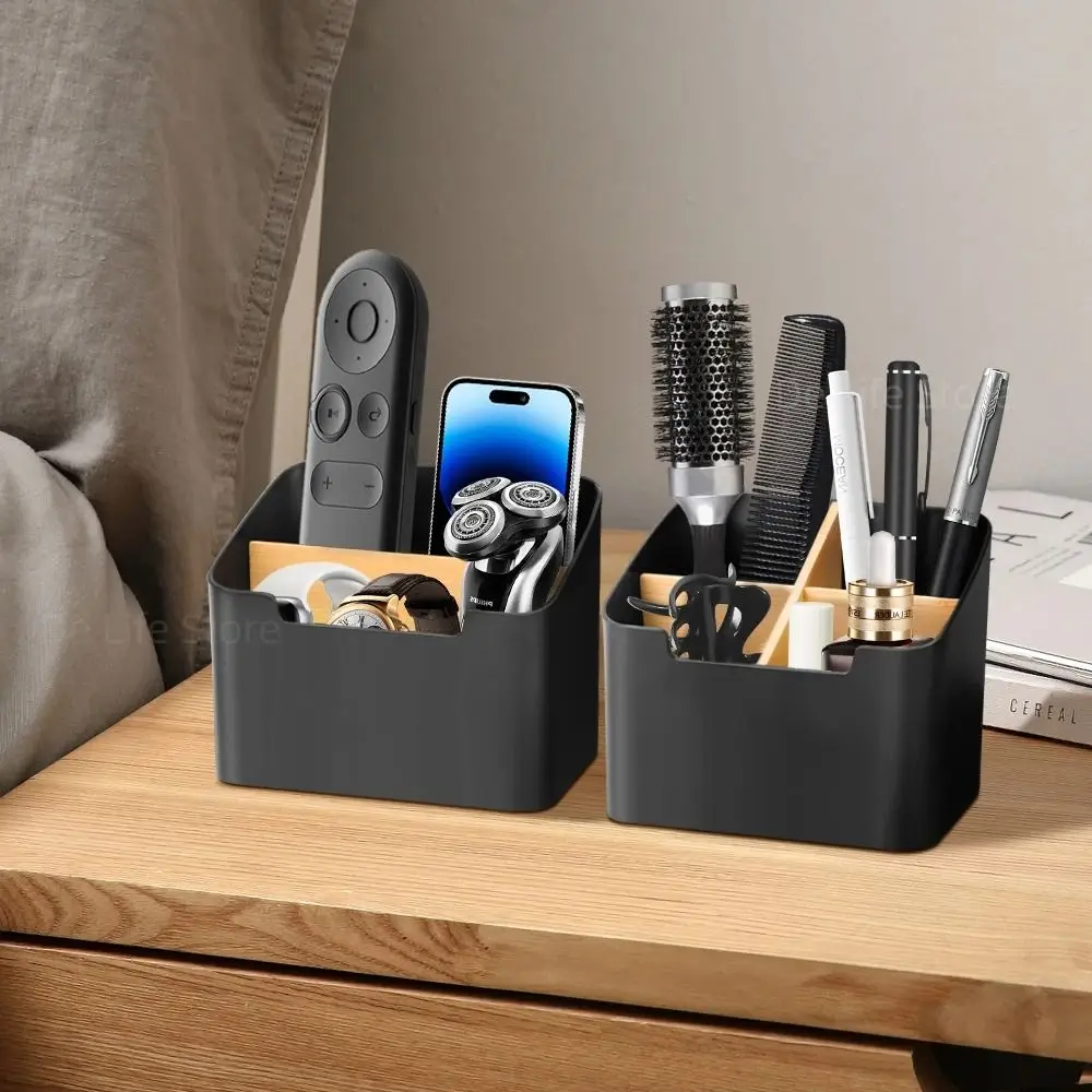 

New 2/4 Grids Remote Controller Storage Box Cosmetic Storage Plastic Desktop Storage Box Multifunction TV Remote Holder
