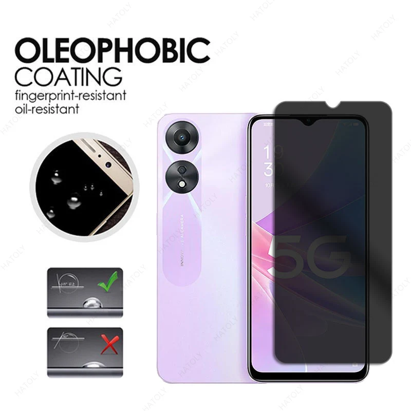 Privacy Screen Protector For Oppo A78 5G Anti Glare Glass For Oppo A58 China Camera Protector For Oppo A58x 5G Anti-spy Glass