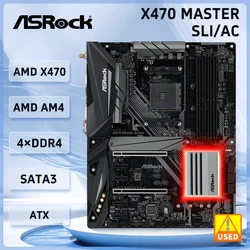 X470 Motherboard ASRock X470 MASTER SLI/AC AMD AM4 4xDDR4 64GB USB 3.1 HDMI M.2 SATA3 USB 3.1 For 5000 and 5000 G-Series cpu