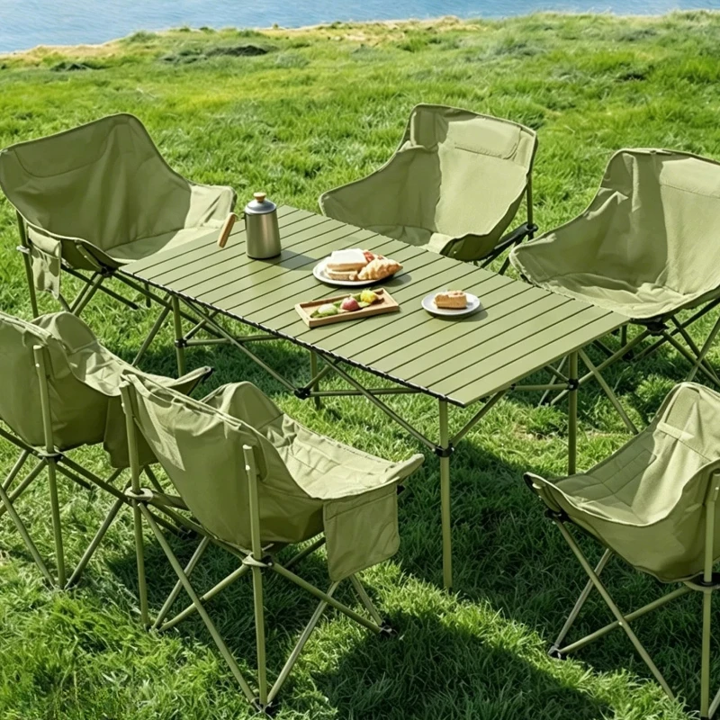 Half Moon Camp Table Picnic Extensible Barbecue Modern Foldable Table Grill Lightweight Meble Ogrodowe Gardens Furniture