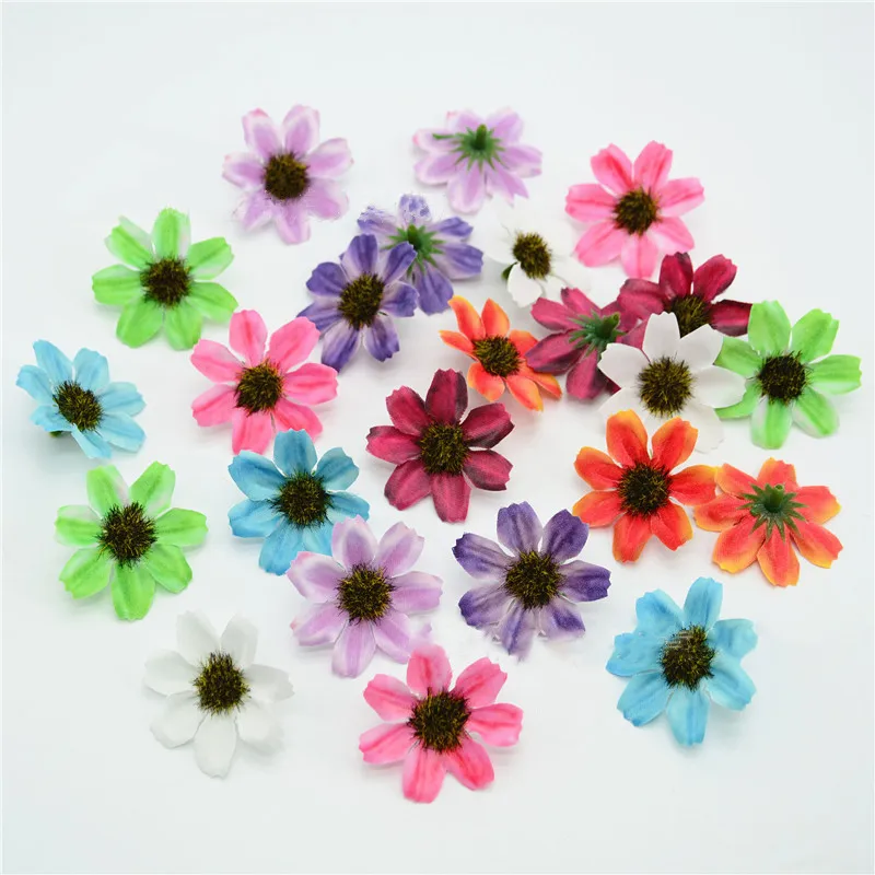 

4.5cm Artificial daisy plum blossom Flower Decorative Silk Flower Heads For DIY Wreath Home Wedding Decoration Supplies