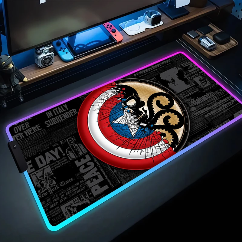 RGB Mouse Pad C-Captain A-America Non-Slip Rubber Edge locking mousepads Game play mats notebook computer M-Marvels Home Decor