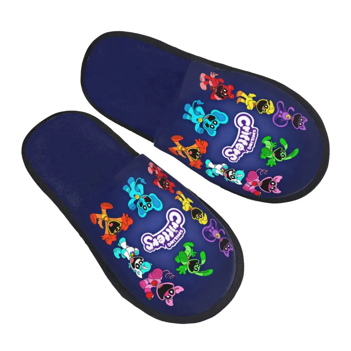 Custom Colorful Smiling Big Mouth Critters Group Soft Memory Foam House Slippers Scarry Animated Comfy Anti-skid Sole Slipper