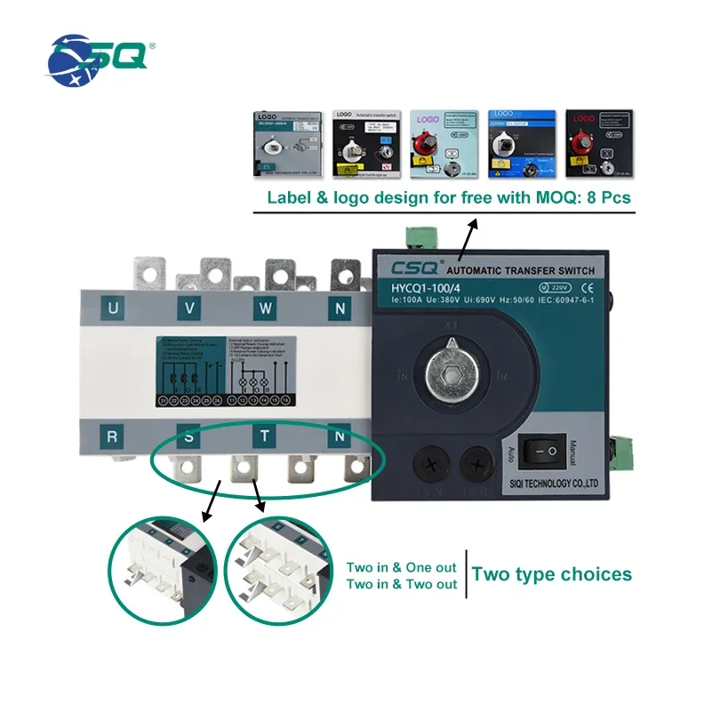 #YUNYI CSQ single phase automatic 3 phase generator auto changeover switch single phase transfer dual switch power supply 630amp