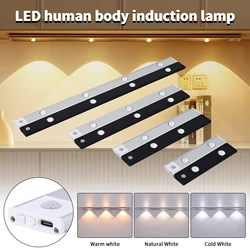 Sensor de movimiento ultrafino debajo del gabinete, iluminación LED USB, lámpara de armario de cocina, luz nocturna LED magnética recargable
