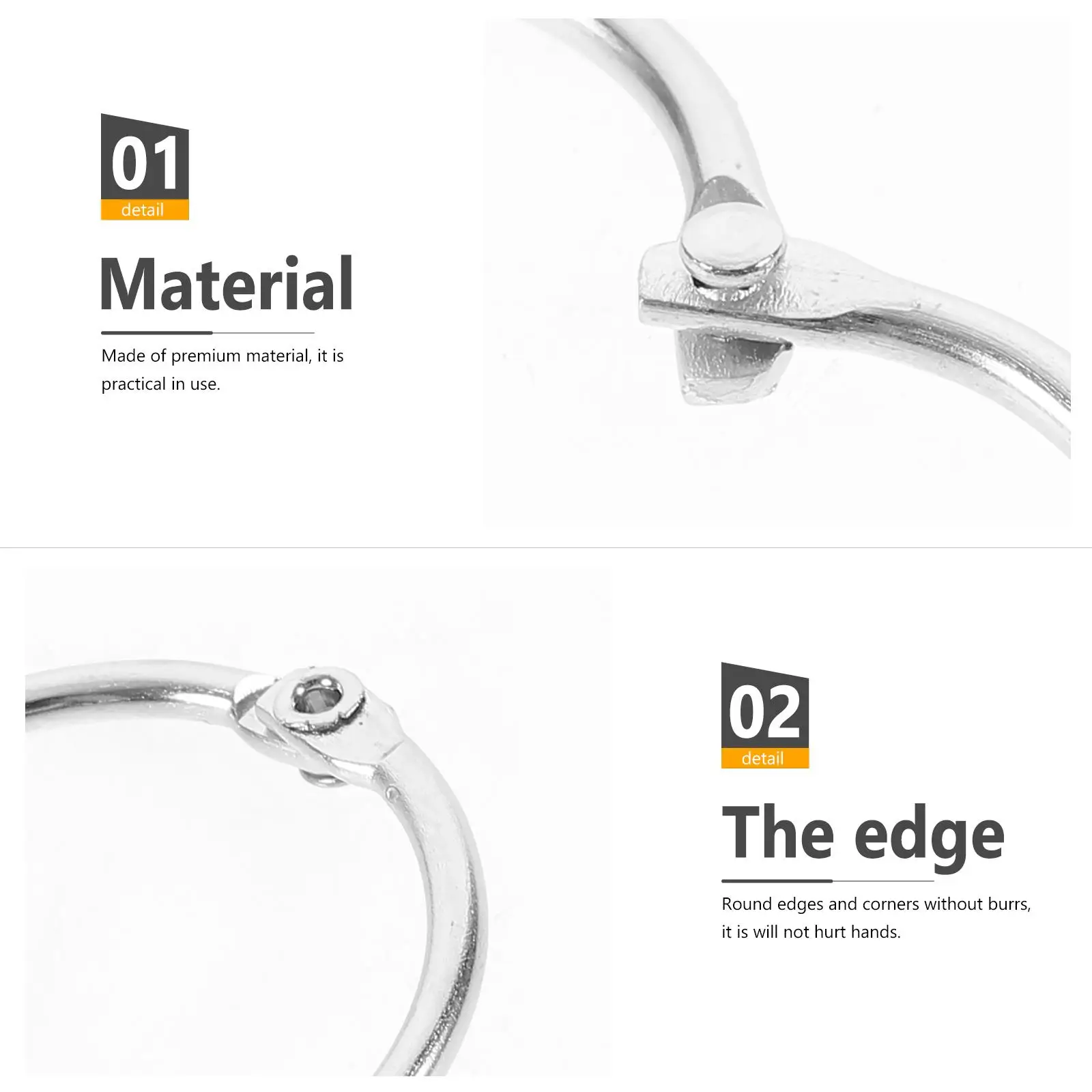 20pcs Binder Rings Metal Stationery Snap Open Close Loose Leaf Flash Card Paper Index Album Ring Office Supplies