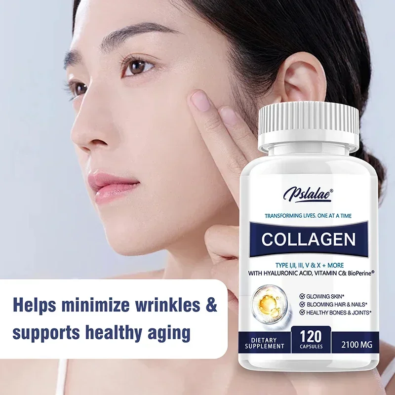 

Collagen Capsules - Collagen Production, Reduce Wrinkles, Brighten Skin, Promotes Healthy Hair, Nails & Skin, Contains Vitamin C