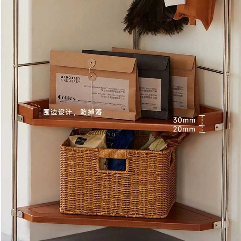 yj9 Corner coat rack medieval solid wood hanger floor-to-ceiling bedroom multi-functional corner storage rack