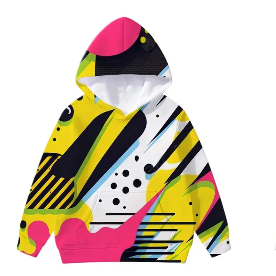 

2025 Autumn and Spring New Children's Sweatshirt Graffiti Print Fashion Pocket Sweatshirt