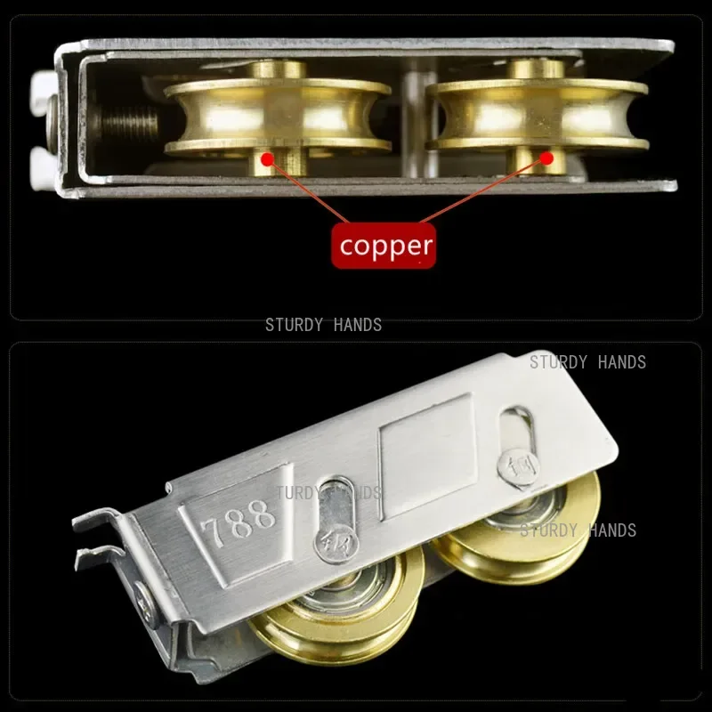 2pcs/lot Panning Cupboard Door Stainless Steel Double Wheel Roller Sliding Doors Windows Sliding Track Pulley Furniture Hardware