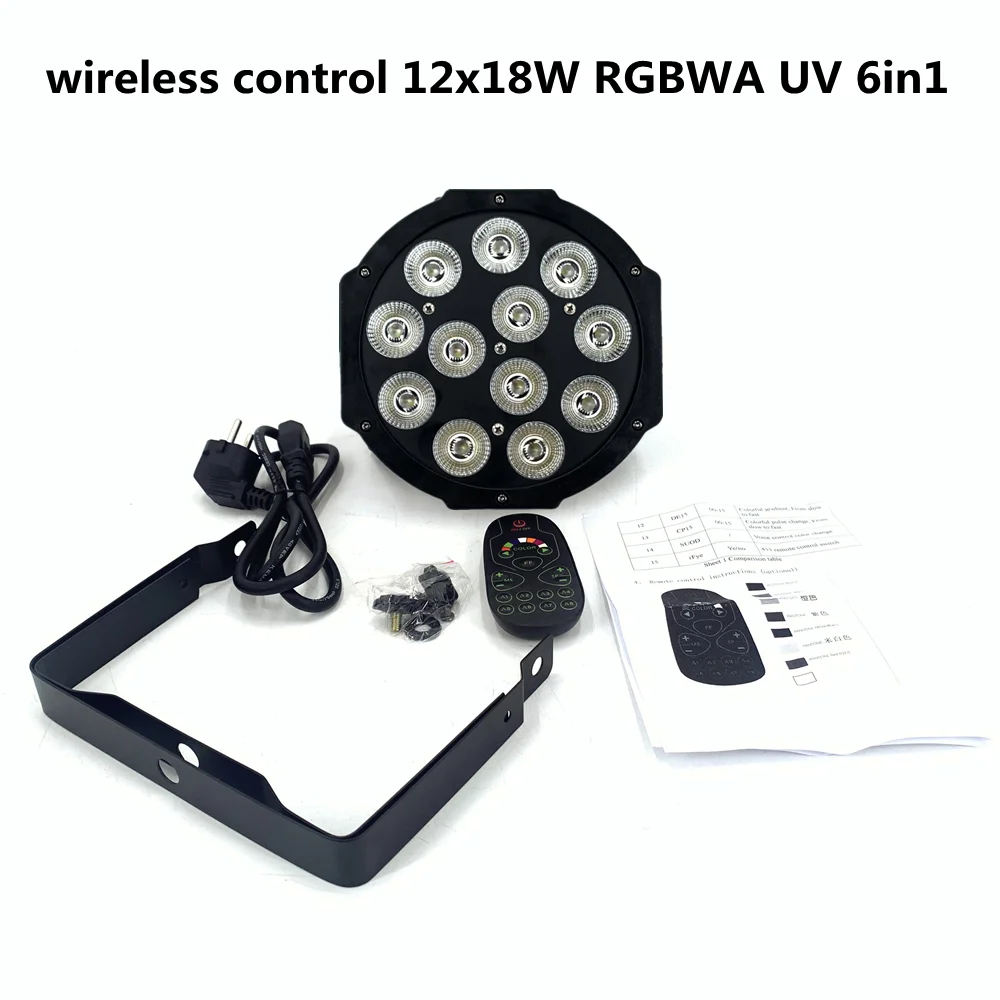 Imagem -02 - Led Par Light com Controle Remoto Equipamento uv de Lavagem de Discoteca Canais Dmx 512 Iluminação de Palco dj Bar 12x18w Pcs