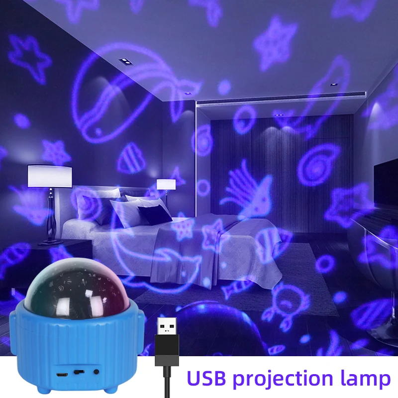 LED Jellyfish Lamp for Kids, Night Light, Moon Lighting, Ocean, Starry Sky Cover, Bedroom Decor, Natal, Star Projector, Baby Room