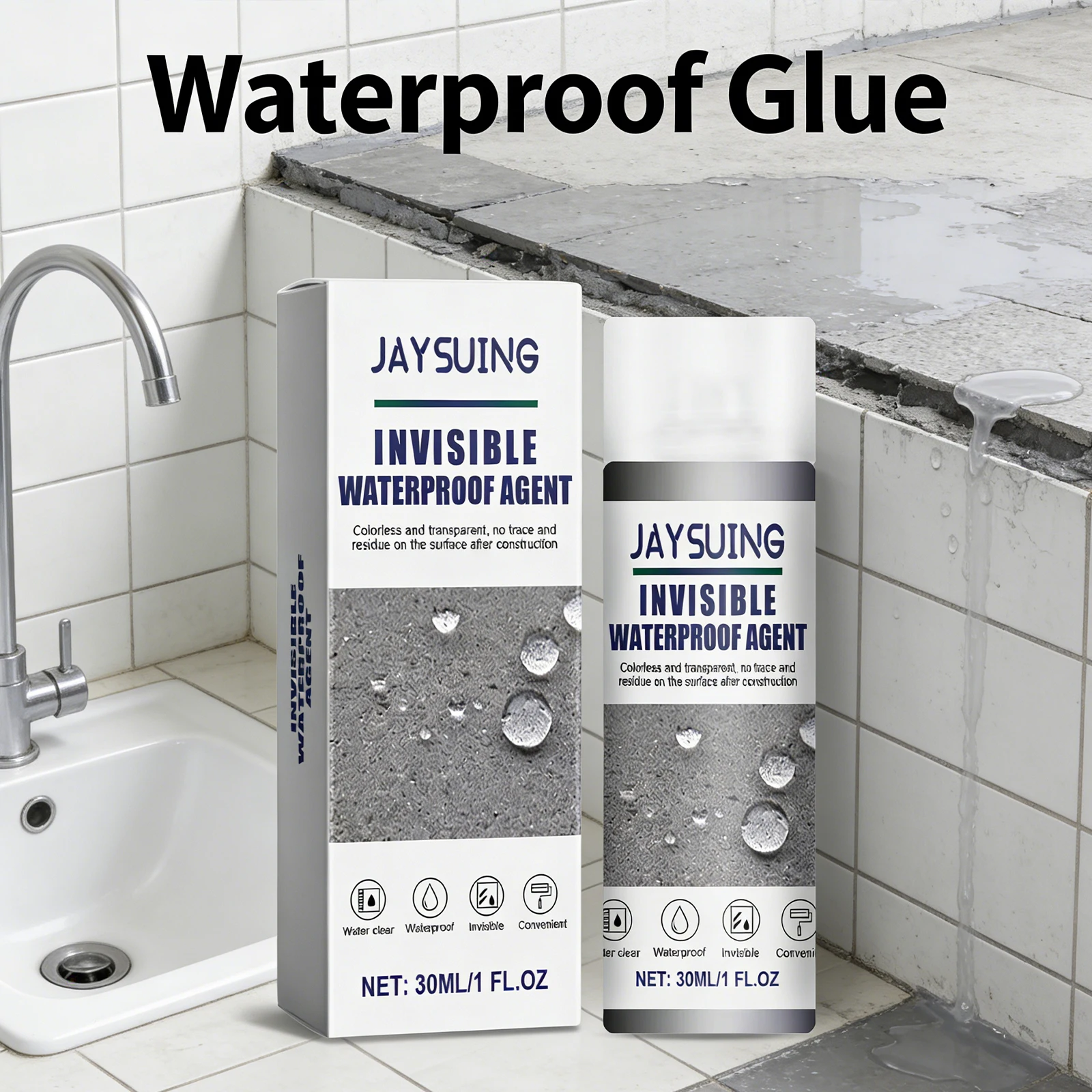 Waterproof Glue Penetrating Type Waterproof Moistureproof Invisible Adhesive Bathroom Tile Exterior Wall Roof Leak Sealer 30ml