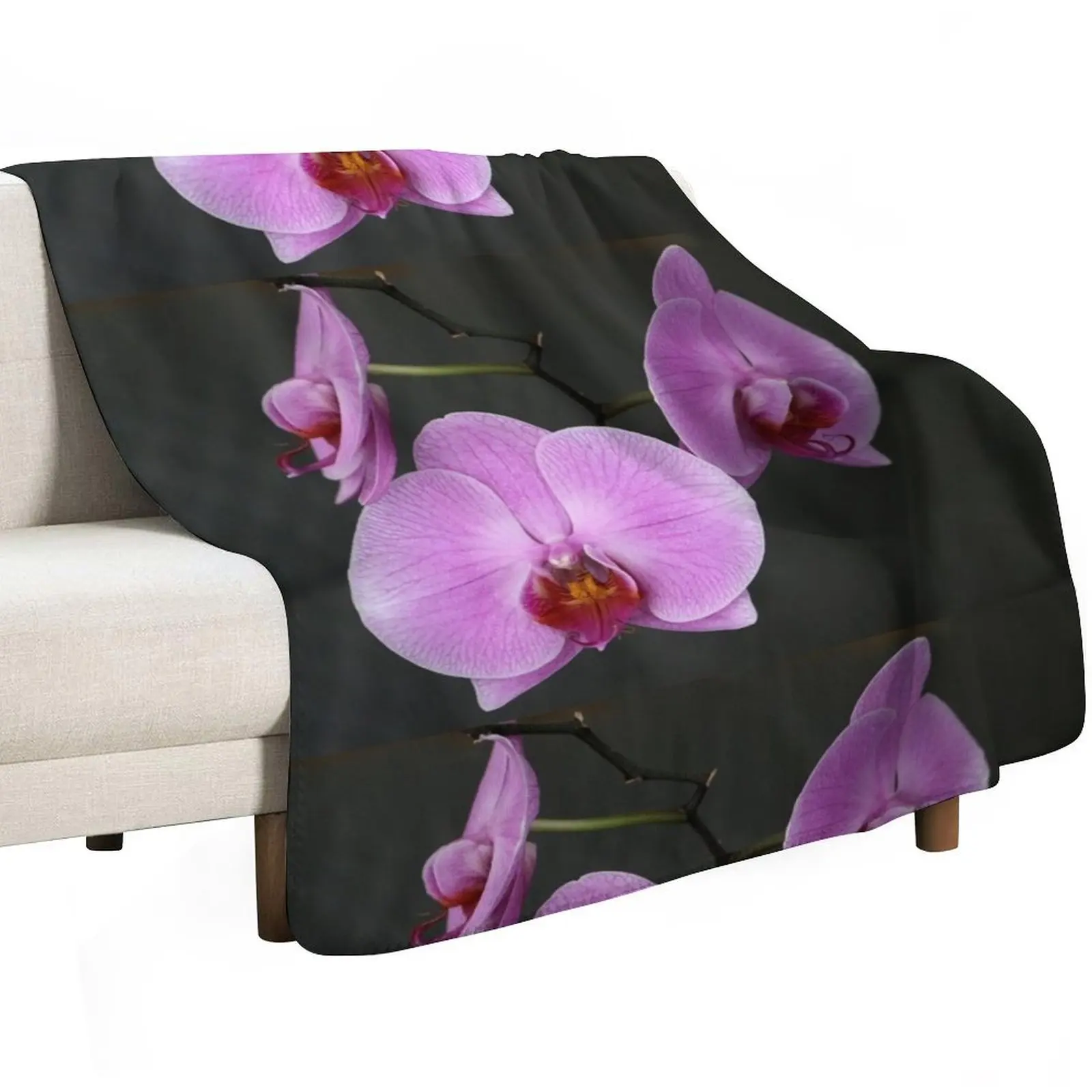 pink moth orchid Throw Blanket Hair Thin Shaggy Blankets For Sofas for winter Flannel Fabric Blankets
