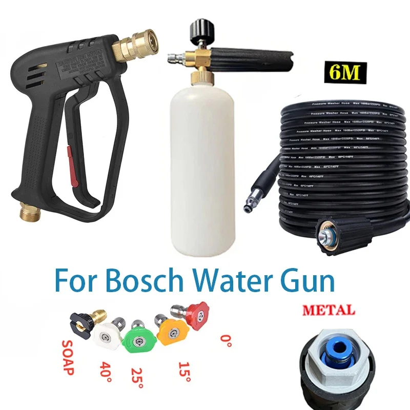 

High Pressure Snow Foam Lance Foam Generator 1/4" Quick Release Foam Gun with 5 Spray Nozzles for High Pressure Car Washer